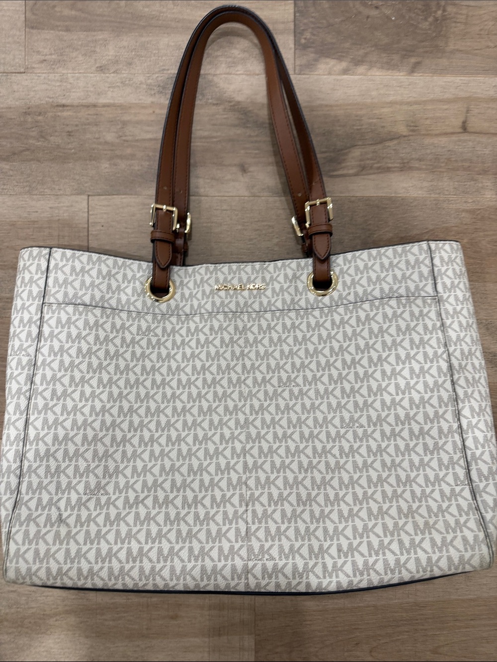 Michael Kors Beige/Acorn MK Logo Tote
